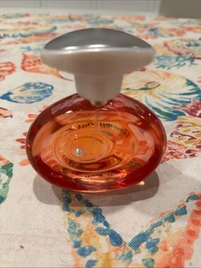 Tommy Bahama Orange Glass Perfume Bottle with White Cap